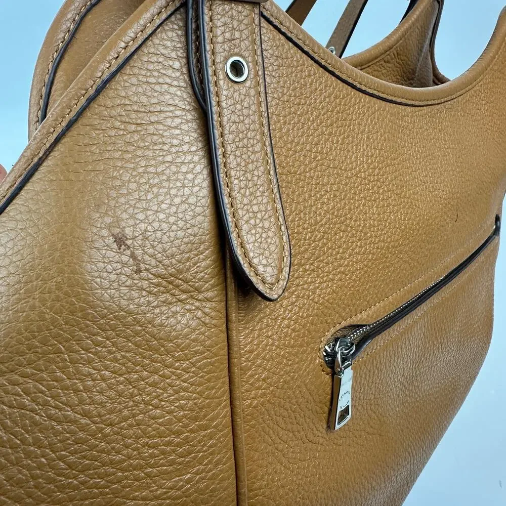 COACH CM074 Meadow Bag Tote Shoulder Bag Pebbled Brown Leather Purse Dual Straps - Picture 7 of 16